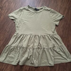 Vibe Green Tiered Peter Pan Collar T-Shirt